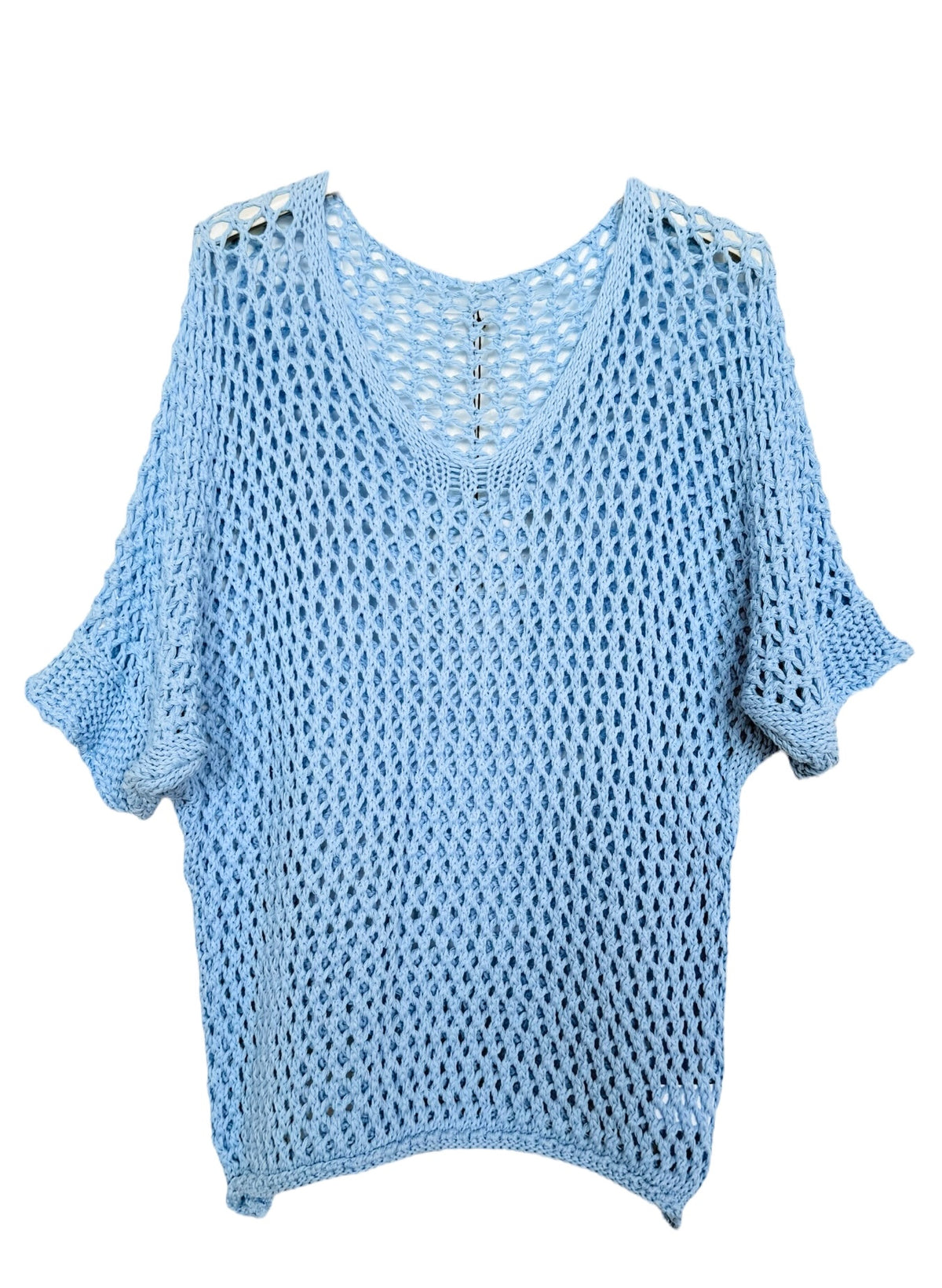 Feel the Breeze Crochet Top- Sky Blue-110 short Sleeve Top-Italianissimo-Coastal Bloom Boutique, find the trendiest versions of the popular styles and looks Located in Indialantic, FL
