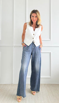 Faux Denim Situation Pant -Dark Denim-170 Bottoms-Elan-Coastal Bloom Boutique, find the trendiest versions of the popular styles and looks Located in Indialantic, FL