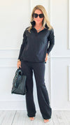 Chic & Cozy Eileen French Terry Pant Set-Black-210 Loungewear/sets-EC COLLECTION INC-Coastal Bloom Boutique, find the trendiest versions of the popular styles and looks Located in Indialantic, FL