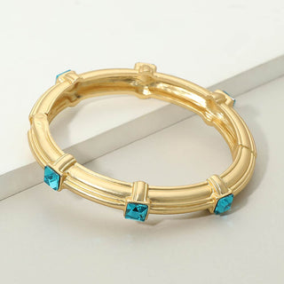 CZ Station Sculpted Bangle Bracelet - Light Sapphire