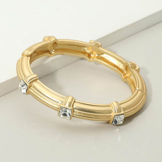 CZ Station Sculpted Bangle Bracelet - Clear