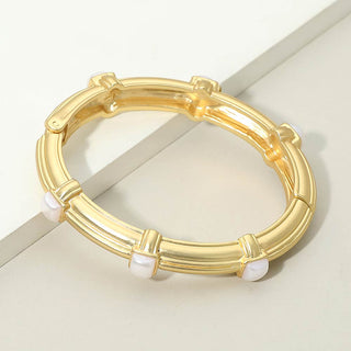 Pearl Station Sculpted Bangle Bracelet