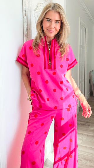 Polka Dot Zip Top
