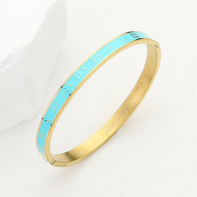Stainless Steel Timeless Hour Hinged Bracelet - Turquoise-230 Jewelry-NYW/CHASING BANDITS-Coastal Bloom Boutique, find the trendiest versions of the popular styles and looks Located in Indialantic, FL