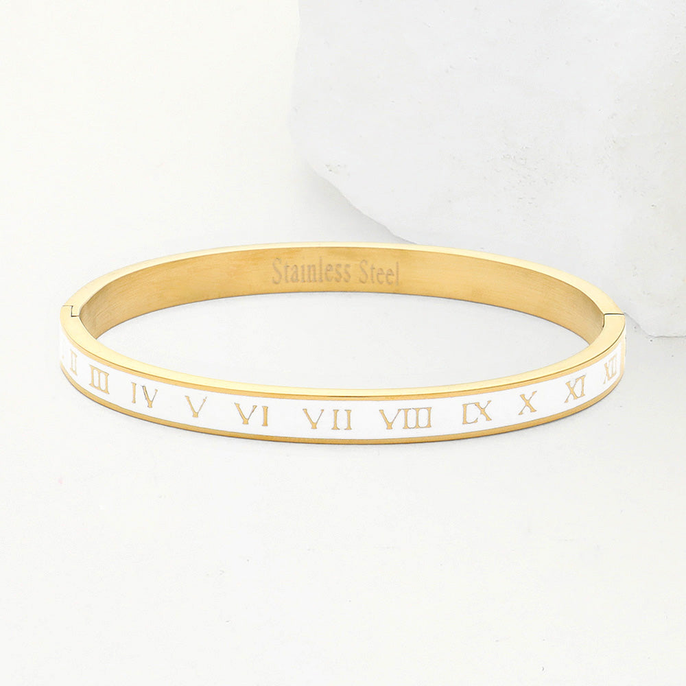 Stainless Steel Timeless Hour Hinged Bracelet - White-230 Jewelry-NYW-Coastal Bloom Boutique, find the trendiest versions of the popular styles and looks Located in Indialantic, FL