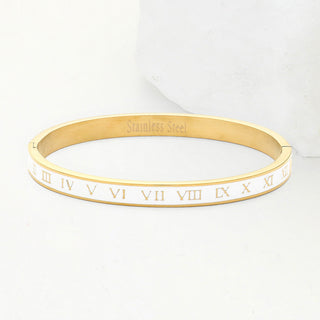 Stainless Steel Timeless Hour Hinged Bracelet - White-230 Jewelry-NYW-Coastal Bloom Boutique, find the trendiest versions of the popular styles and looks Located in Indialantic, FL