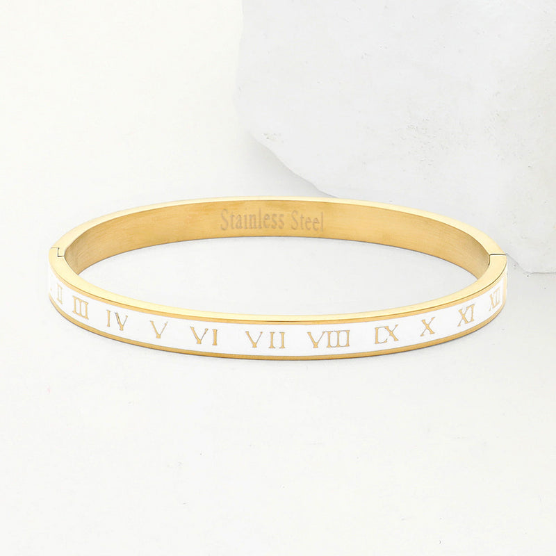 Stainless Steel Timeless Hour Hinged Bracelet - White-230 Jewelry-NYW-Coastal Bloom Boutique, find the trendiest versions of the popular styles and looks Located in Indialantic, FL