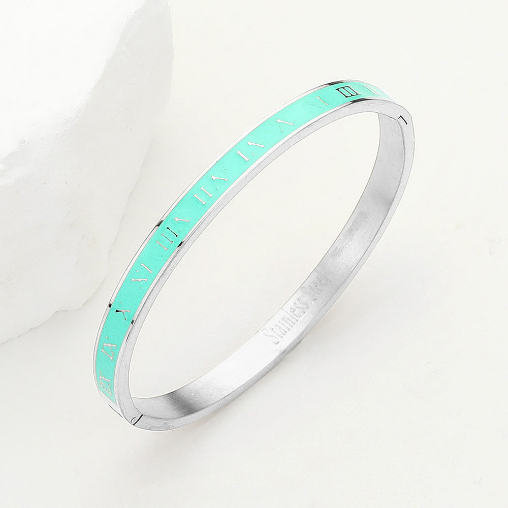 Stainless Steel Timeless Hour Hinged Bracelet - Turquoise-230 Jewelry-NYW/CHASING BANDITS-Coastal Bloom Boutique, find the trendiest versions of the popular styles and looks Located in Indialantic, FL