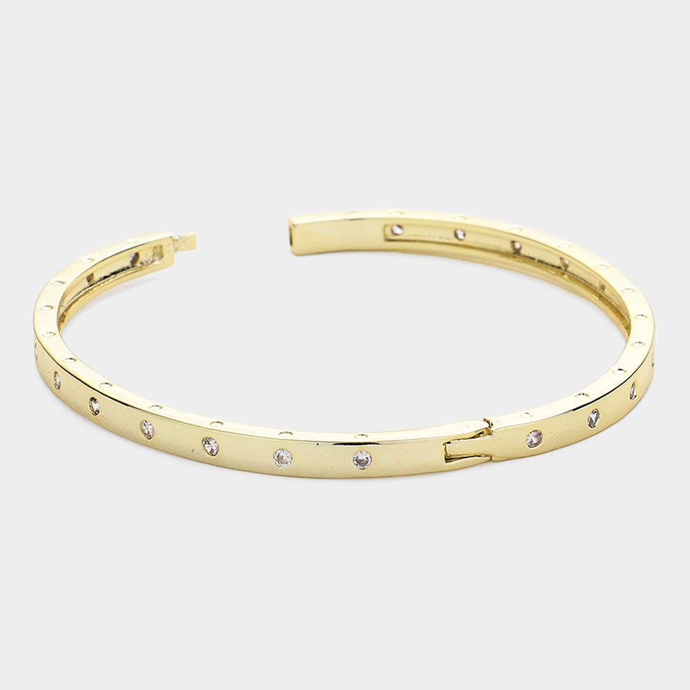 CZ Station Bangle Bracelet-230 Jewelry-NYW-Coastal Bloom Boutique, find the trendiest versions of the popular styles and looks Located in Indialantic, FL