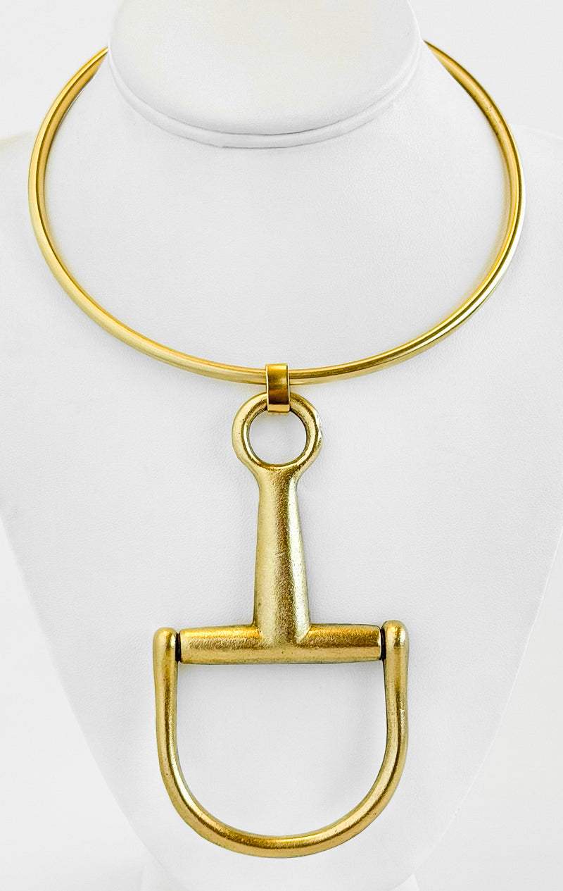 Chunky Mega Horsebit Necklace - Gold-230 Jewelry-YOCHI-Coastal Bloom Boutique, find the trendiest versions of the popular styles and looks Located in Indialantic, FL