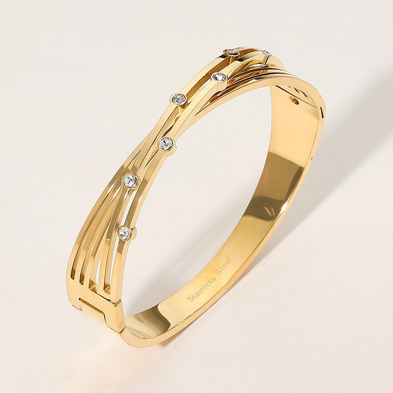Stainless Steel Dancing Lines Cuff Bracelet-230 Jewelry-NYW-Coastal Bloom Boutique, find the trendiest versions of the popular styles and looks Located in Indialantic, FL