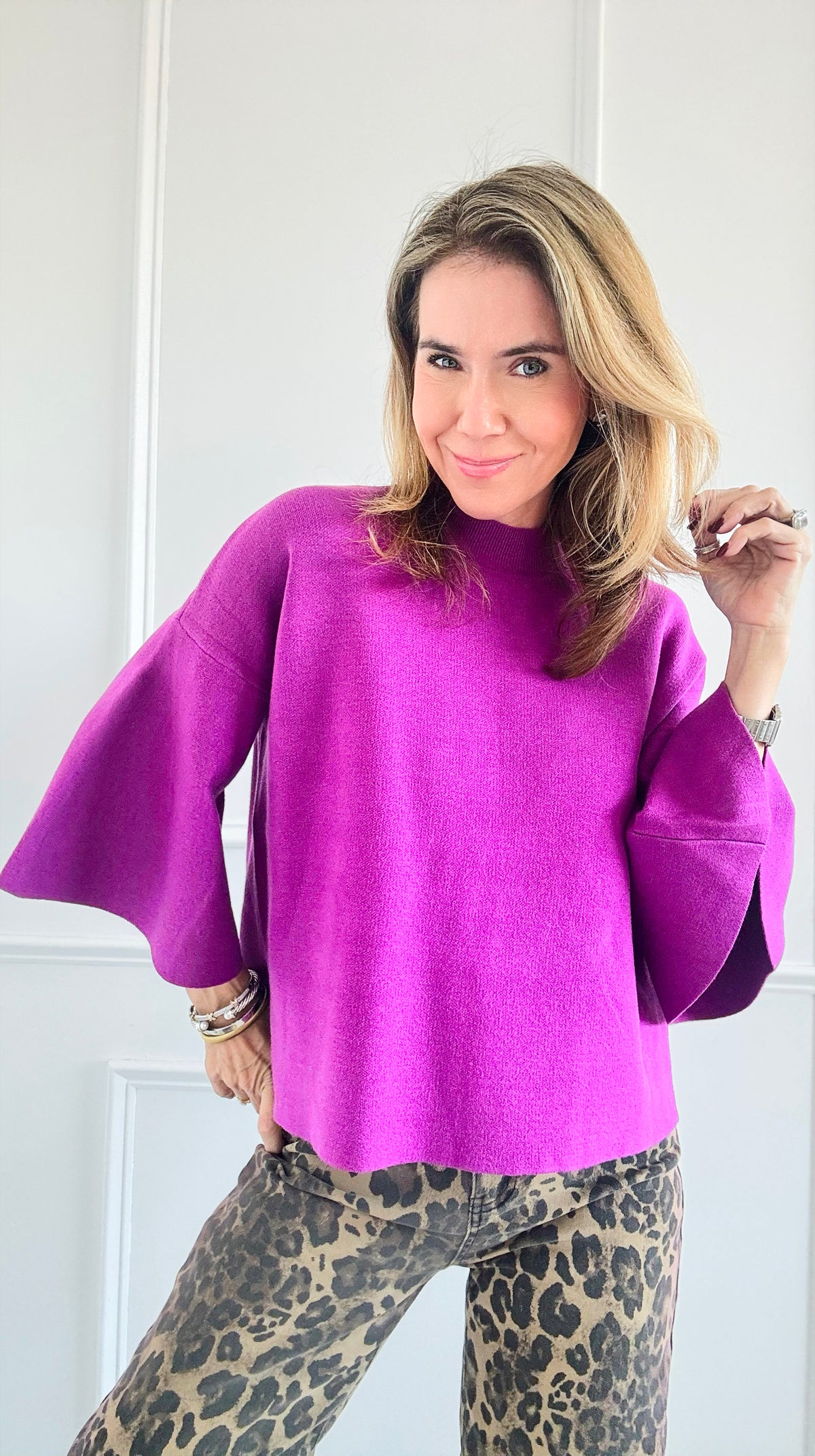 Bell Sleeve Sweater - Lt. Plum