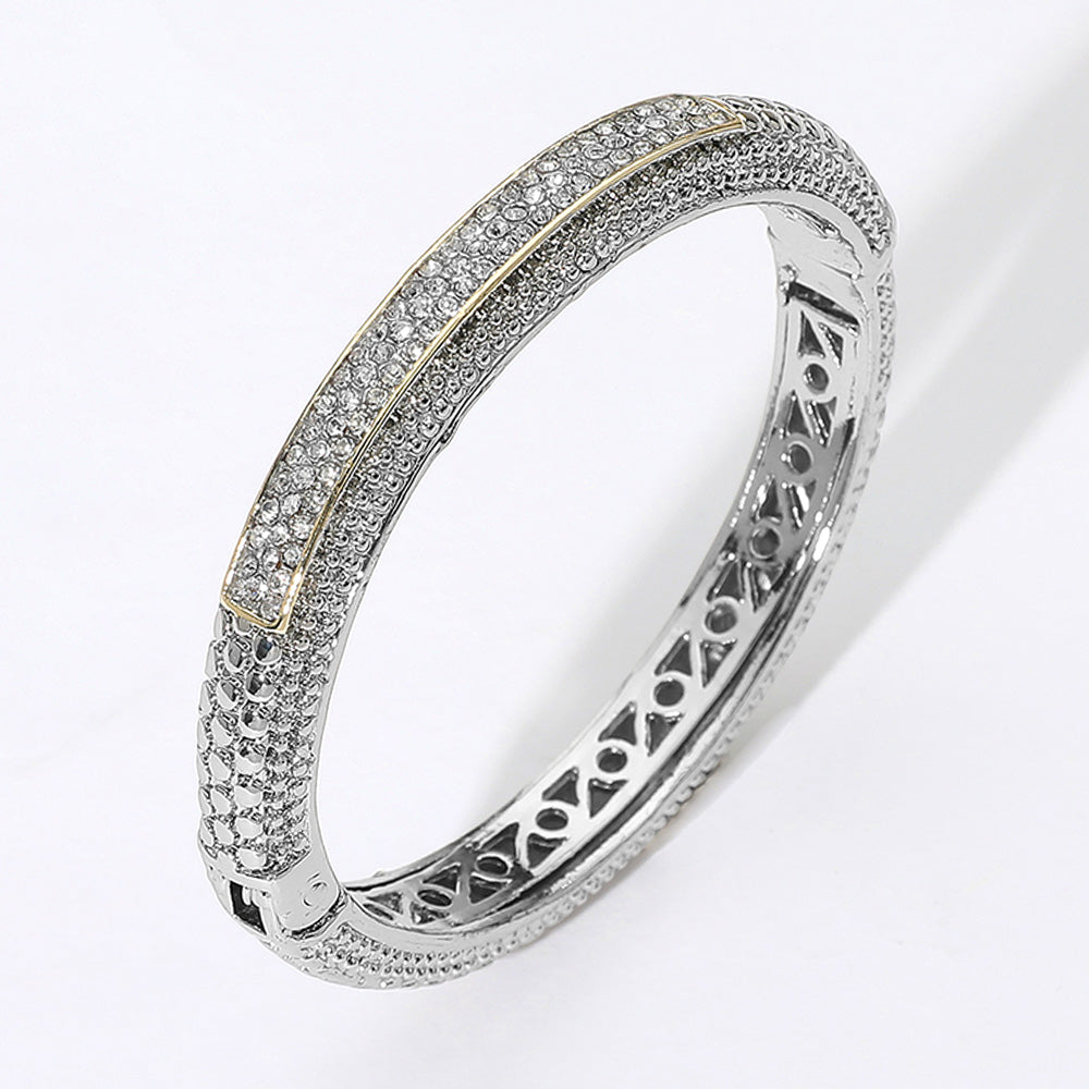 Silver Skyline Pavé Cuff Bracelet-230 Jewelry-NYW-Coastal Bloom Boutique, find the trendiest versions of the popular styles and looks Located in Indialantic, FL