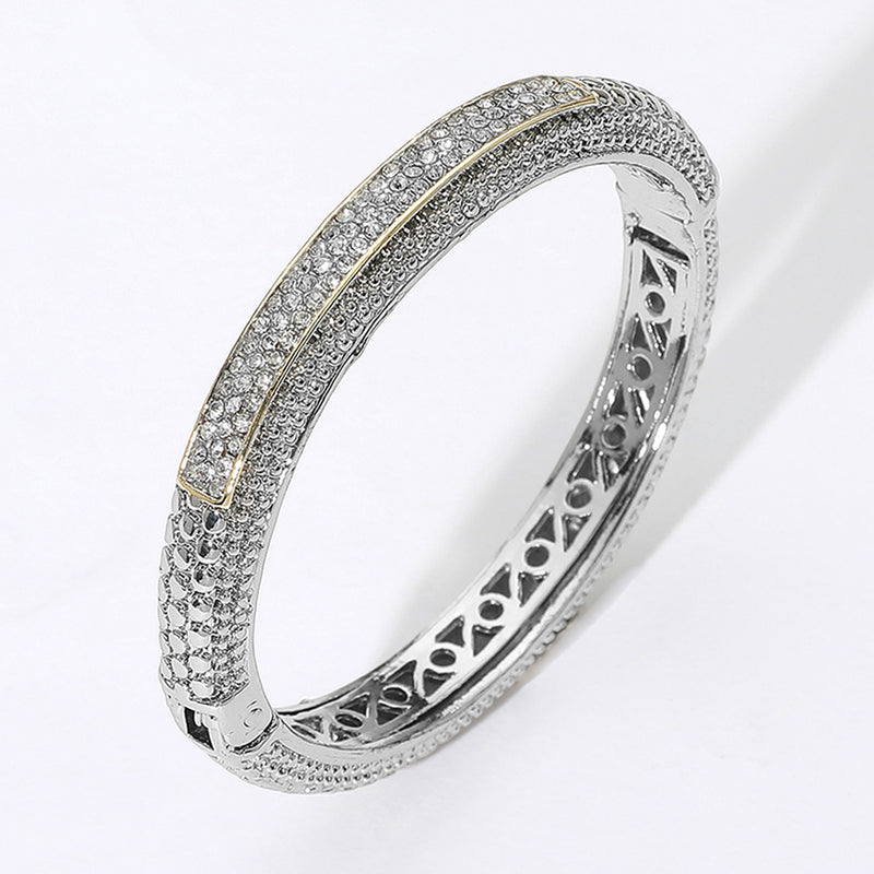 Silver Skyline Pavé Cuff Bracelet-230 Jewelry-NYW-Coastal Bloom Boutique, find the trendiest versions of the popular styles and looks Located in Indialantic, FL