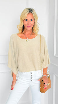 Italian Glitz Drape Poncho-Gold-110 short Sleeve Top-LY PARIS-Coastal Bloom Boutique, find the trendiest versions of the popular styles and looks Located in Indialantic, FL
