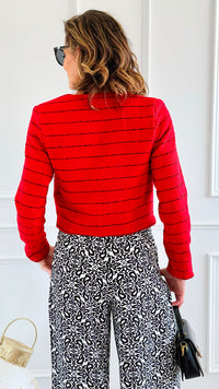 Rouge Riviera Tweed Jacket-160 Jackets-IRIS-Coastal Bloom Boutique, find the trendiest versions of the popular styles and looks Located in Indialantic, FL