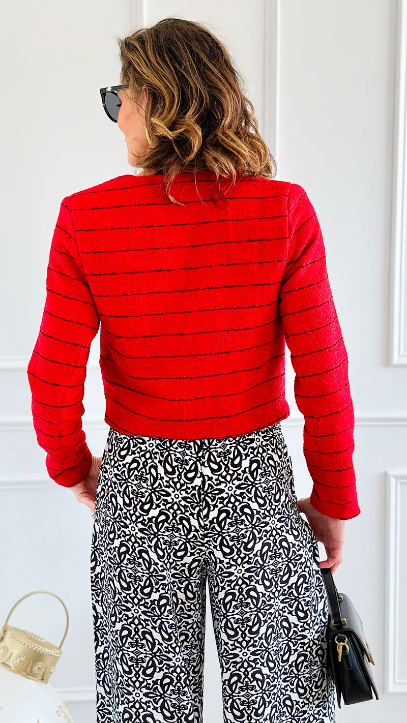 Rouge Riviera Tweed Jacket-160 Jackets-IRIS-Coastal Bloom Boutique, find the trendiest versions of the popular styles and looks Located in Indialantic, FL