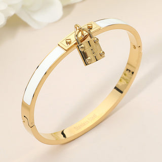 "Forever Love" Lock Charm Bracelet - White