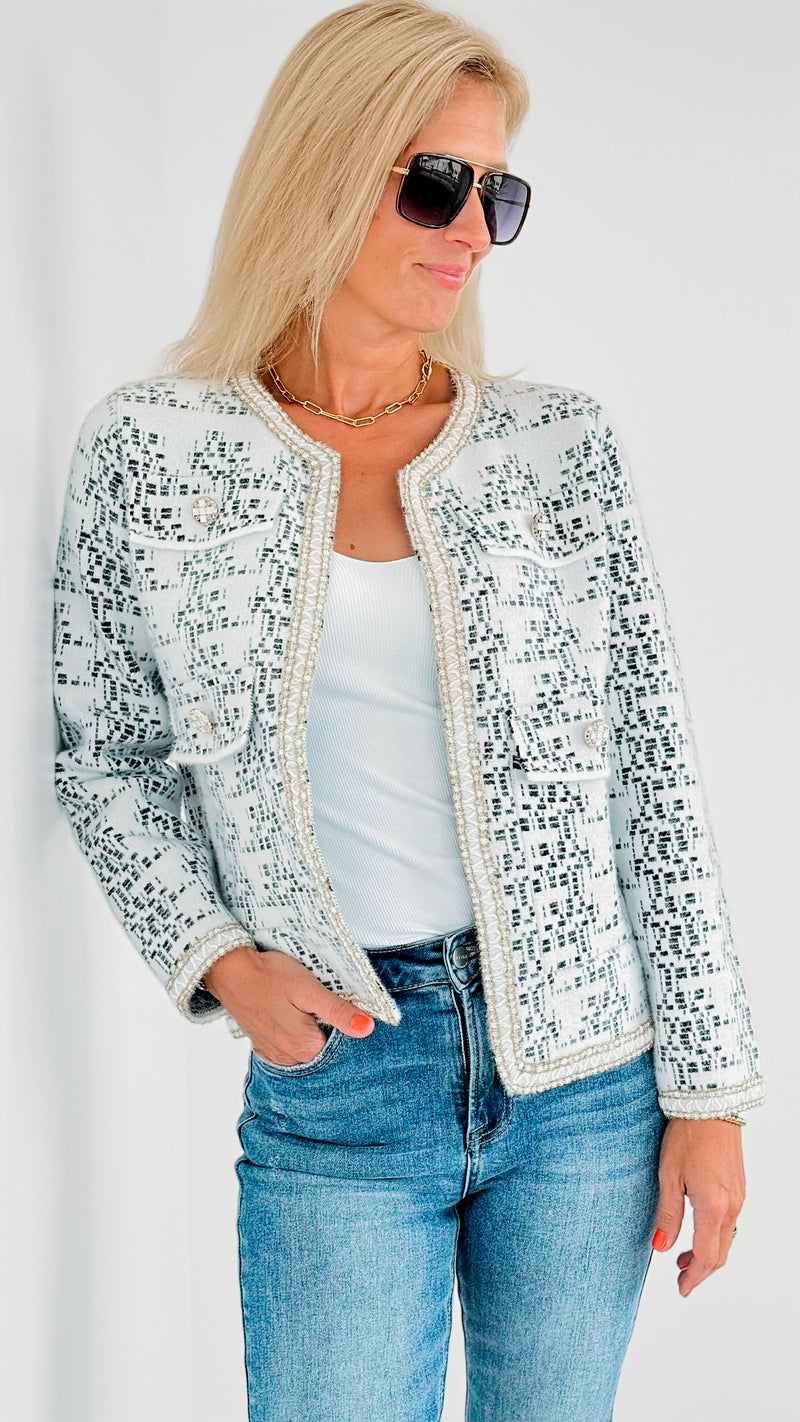 Walking on 5th Tweed Jacket-160 Jackets-On Blue-Coastal Bloom Boutique, find the trendiest versions of the popular styles and looks Located in Indialantic, FL