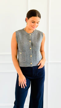 Shielded Charm Sweater Vest- Heather Grey-140 Sweaters-Be Cool-Coastal Bloom Boutique, find the trendiest versions of the popular styles and looks Located in Indialantic, FL