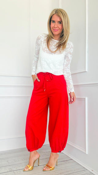 Cancelled Plans Italian Jogger Pant - Red