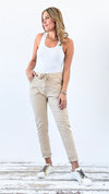 Love Endures Italian Jogger - Beige-180 Joggers-Italianissimo-Coastal Bloom Boutique, find the trendiest versions of the popular styles and looks Located in Indialantic, FL