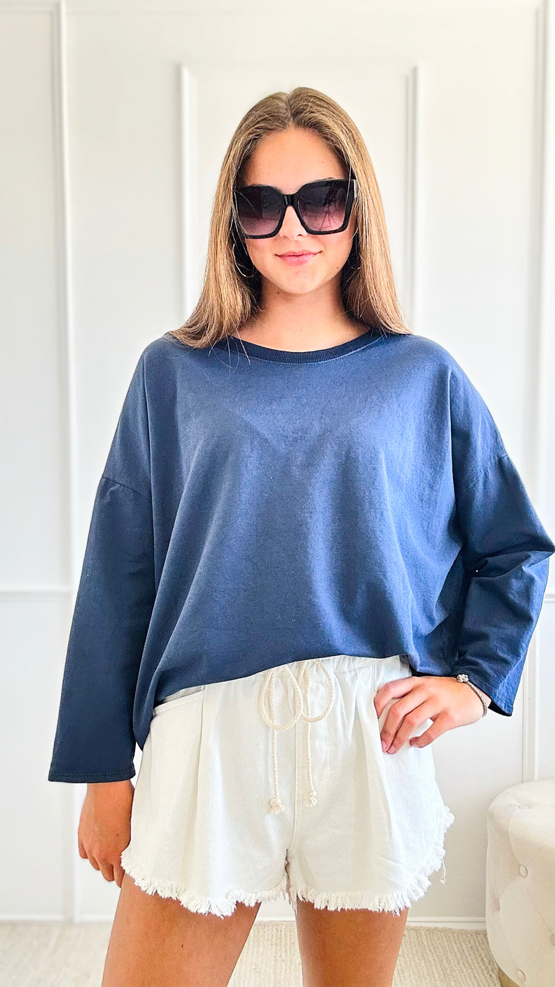 Upscale Comfort Italian Pullover - Navy-140 Sweaters-Italianissimo-Coastal Bloom Boutique, find the trendiest versions of the popular styles and looks Located in Indialantic, FL