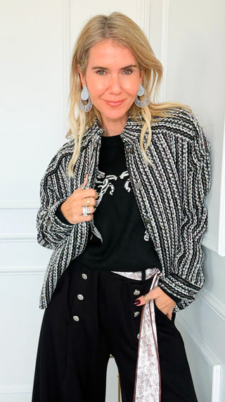 Bouclé Button Jacket - Black