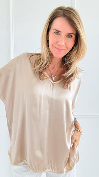 Shine On Relaxed Italian V-Neck Top-110 short Sleeve Top-CLEAR S-Coastal Bloom Boutique, find the trendiest versions of the popular styles and looks Located in Indialantic, FL