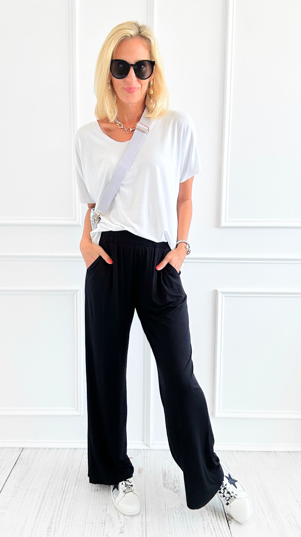 Luxe Modal Wide-Leg Pant - Black-210 Loungewear/Sets-Rae Mode-Coastal Bloom Boutique, find the trendiest versions of the popular styles and looks Located in Indialantic, FL