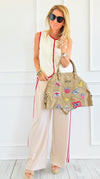 Patch Perfect Italian Tote Bag- Khaki-240 Bags-DEDA SRL-Coastal Bloom Boutique, find the trendiest versions of the popular styles and looks Located in Indialantic, FL