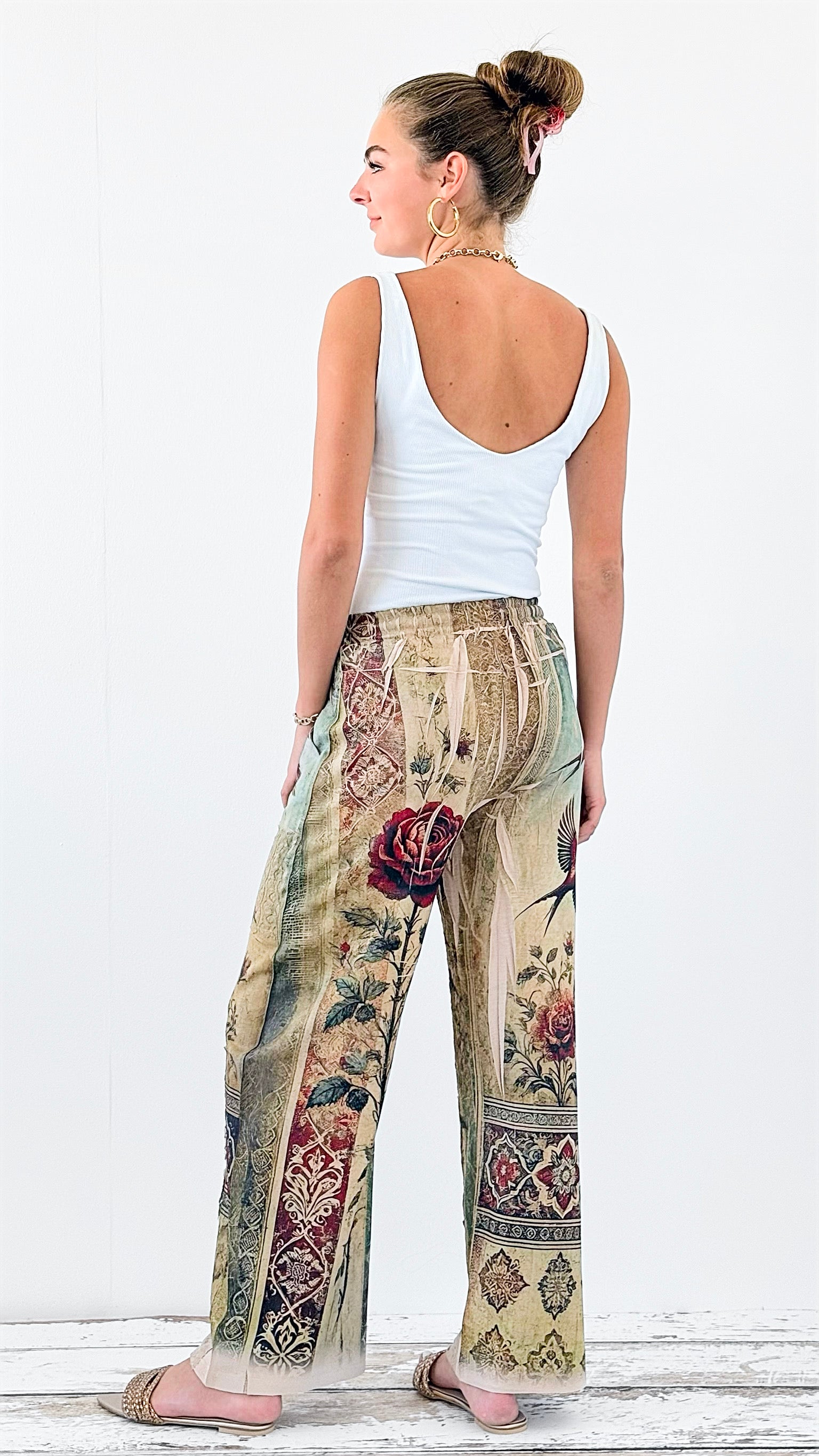 Whimsical Hummingbird Drawstring Pants-170 Bottoms-Origami Fashion Inc-Coastal Bloom Boutique, find the trendiest versions of the popular styles and looks Located in Indialantic, FL