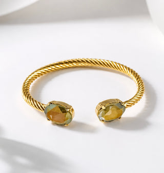 Charlotte Cuff Oval Custom Bracelet - Soft Yellow Ignite Starlight - TOVA