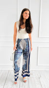 Paisley Bliss Italian Pants- Navy-100 Pants-SEE YOU IN ROME-Coastal Bloom Boutique, find the trendiest versions of the popular styles and looks Located in Indialantic, FL