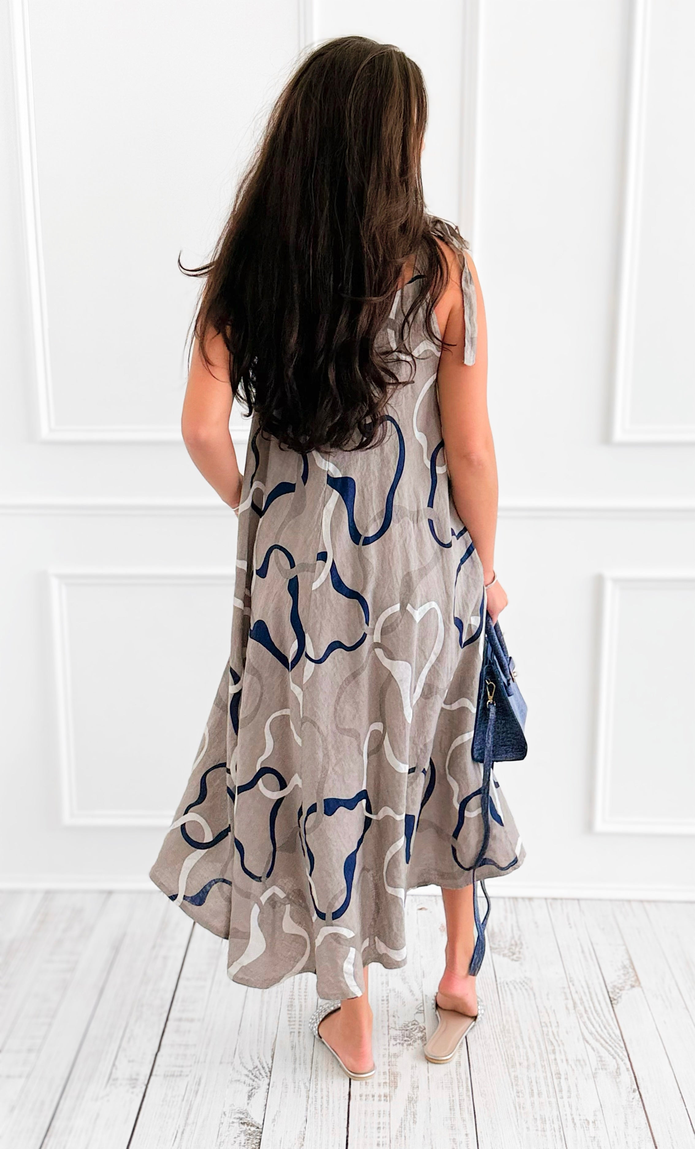 Waves Motion Sleeveless Italian Dress-200 Dresses/Jumpsuits/Rompers-PORCIENTO-Coastal Bloom Boutique, find the trendiest versions of the popular styles and looks Located in Indialantic, FL