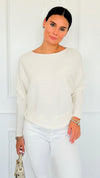 Ribbed Italian Pullover- Winter White-140 Sweaters-Italianissimo-Coastal Bloom Boutique, find the trendiest versions of the popular styles and looks Located in Indialantic, FL