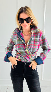 PRE ORDER Cape Cod Flannel Top-110 Long Sleeve Tops-Dizzy Lizzie-Coastal Bloom Boutique, find the trendiest versions of the popular styles and looks Located in Indialantic, FL