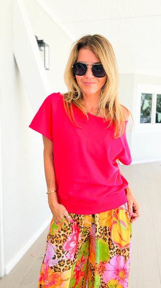 Off-Shoulder Comfort Top - Candy Red