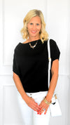 Cool Breeze Boatneck Top - Black-110 Short Sleeve Tops-Charlotte Avery-Coastal Bloom Boutique, find the trendiest versions of the popular styles and looks Located in Indialantic, FL