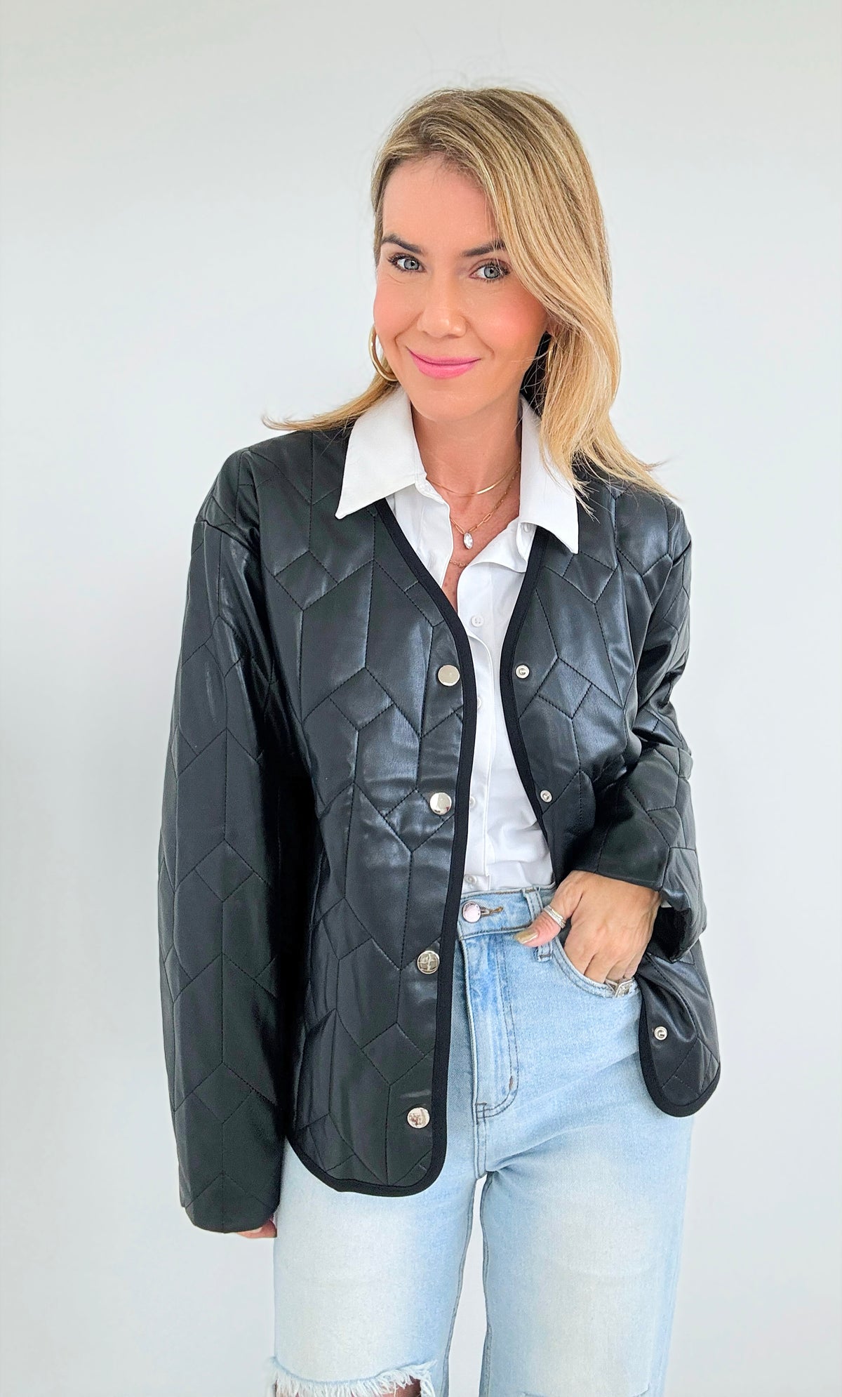 Midnight Luxe Quilted Jacket-160 Jackets-ROUSSEAU-Coastal Bloom Boutique, find the trendiest versions of the popular styles and looks Located in Indialantic, FL