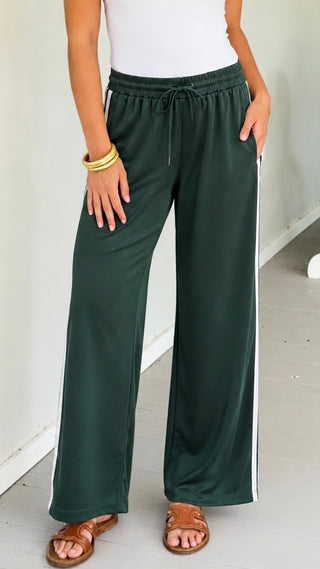 Satin Track Joggers - Hunter Green