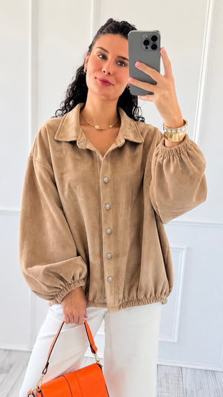 Luxe Button Suede Italian Jacket