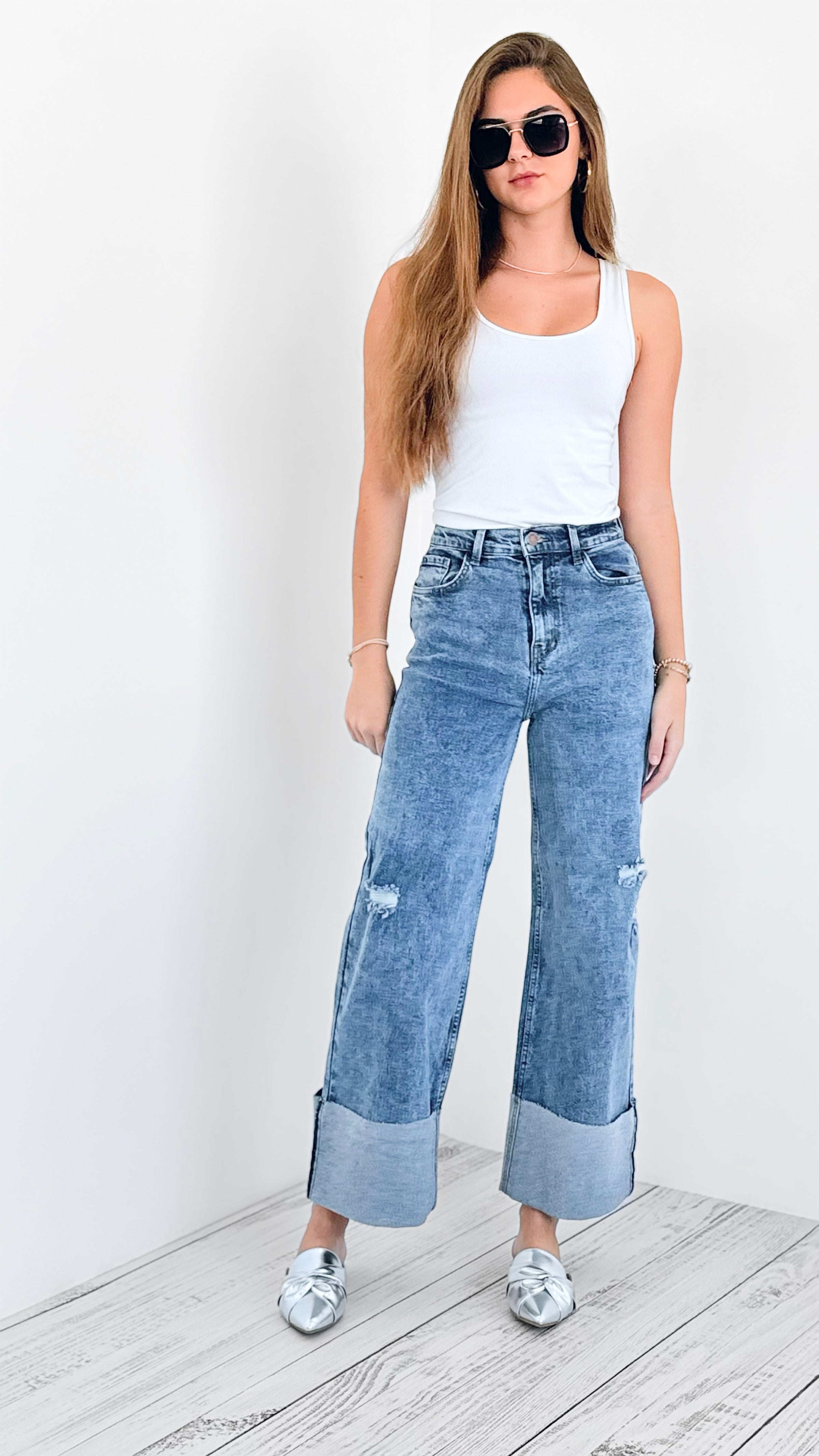 City Limits Wide-Leg Jeans-170 Bottoms-Vibrant M.i.U-Coastal Bloom Boutique, find the trendiest versions of the popular styles and looks Located in Indialantic, FL