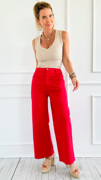 Hot Ticket Wide Leg Pants - Red-100 Pants-ENTRO-Coastal Bloom Boutique, find the trendiest versions of the popular styles and looks Located in Indialantic, FL