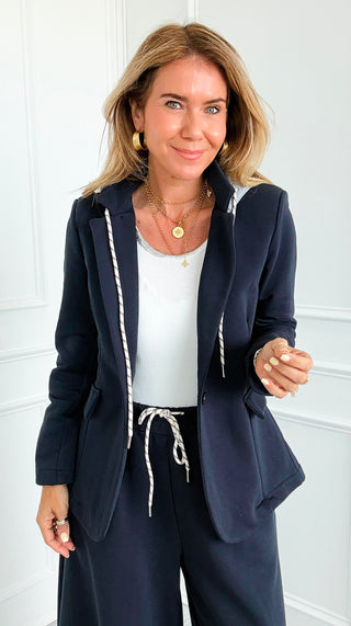 Caroline Italian Hoodie Blazer- Navy