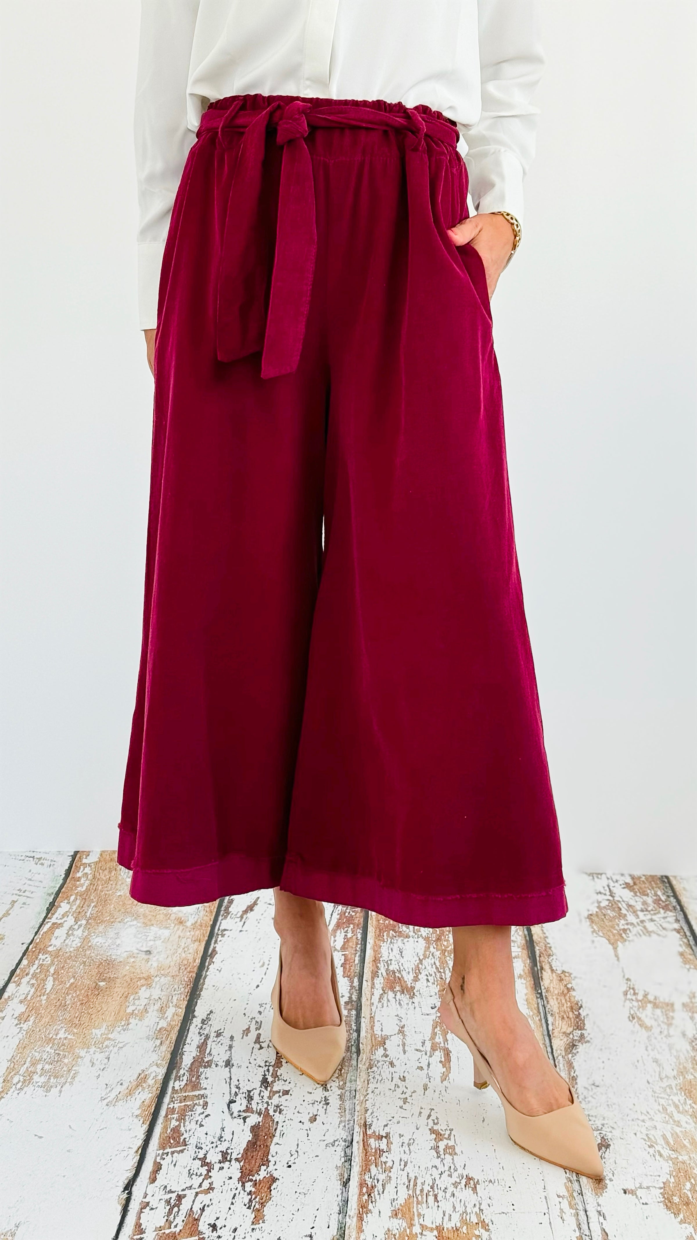 Happy Fall Italian Palazzos- Burgundy-100 Pants-Italianissimo-Coastal Bloom Boutique, find the trendiest versions of the popular styles and looks Located in Indialantic, FL