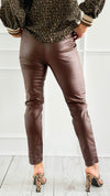 City Lights Faux Leather Italian Jogger - Brown-180 Joggers-Italianissimo/ SEE YOU IN ROME-Coastal Bloom Boutique, find the trendiest versions of the popular styles and looks Located in Indialantic, FL
