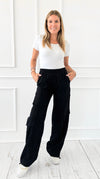 Born to Roam High Waisted Cargo Pant - Black-200 Dresses/Jumpsuits/Rompers-White Birch-Coastal Bloom Boutique, find the trendiest versions of the popular styles and looks Located in Indialantic, FL