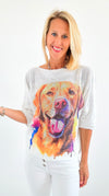 Painted Pup Short Sleeve Italian St Tropez Knit-140 Sweaters-Italianissimo-Coastal Bloom Boutique, find the trendiest versions of the popular styles and looks Located in Indialantic, FL