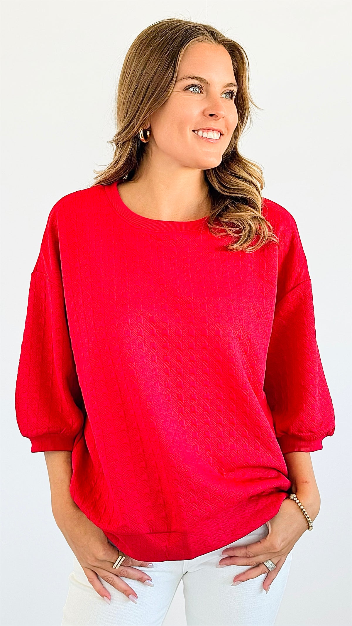 Bold Comfort Top - Red-110 Short Sleeve Tops-Timing-Coastal Bloom Boutique, find the trendiest versions of the popular styles and looks Located in Indialantic, FL